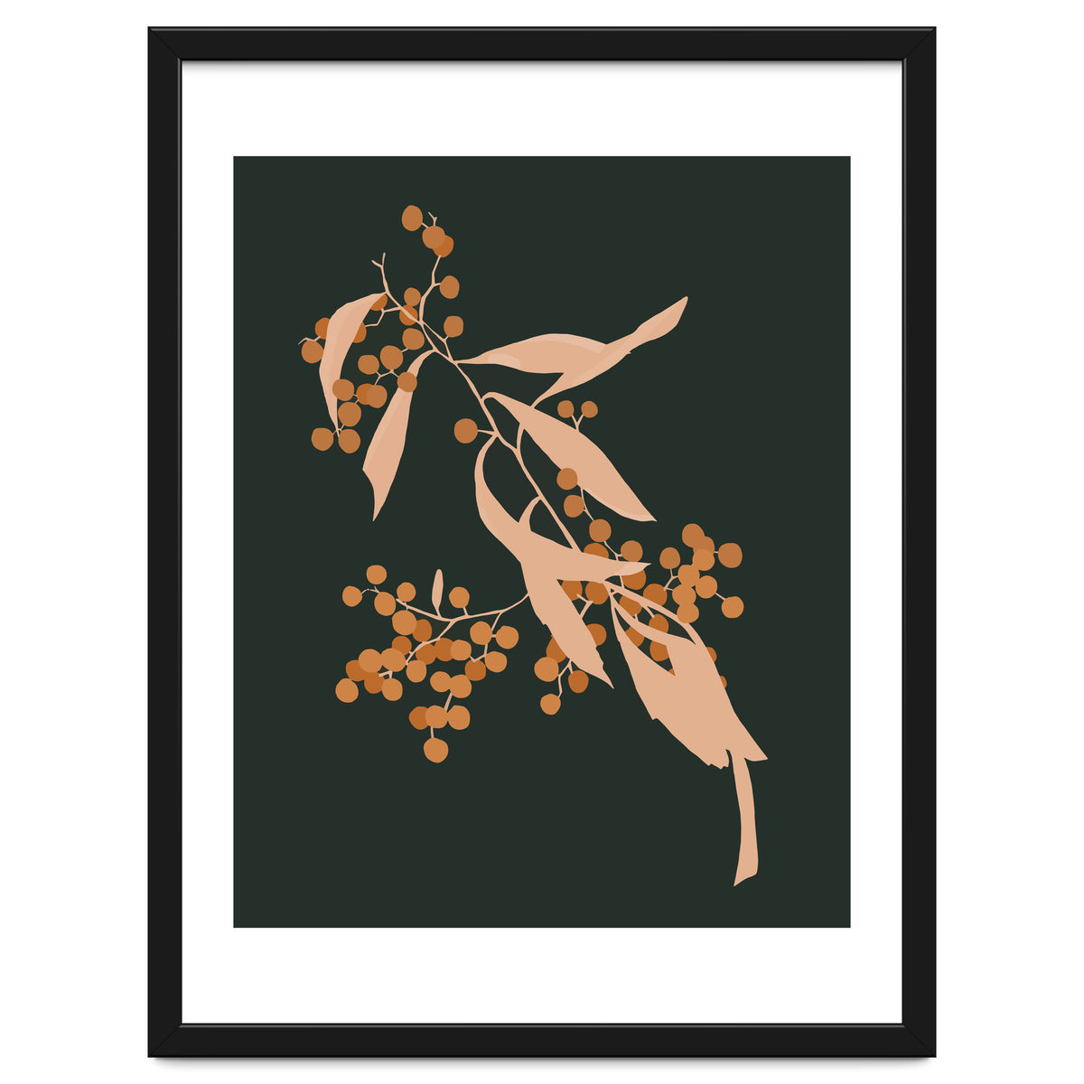 The Blooming Touch, Botanical Vintage Illustration, Dark Blush Bohemian Painting, Plants Nature Eclectic Classy Scandinavian