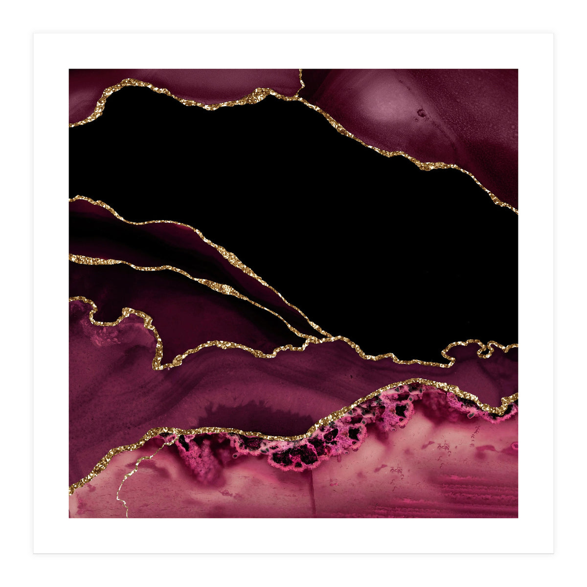 Burgundy & Gold Agate Texture 14 (Print Only)
