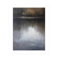 Atmospheric Golden Autumn Forest Reflection Oil Painting (Print Only)