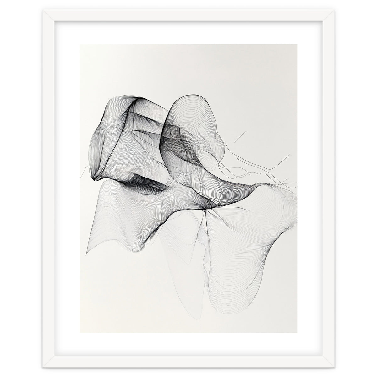Abstract Black And White Flowing Lines Art