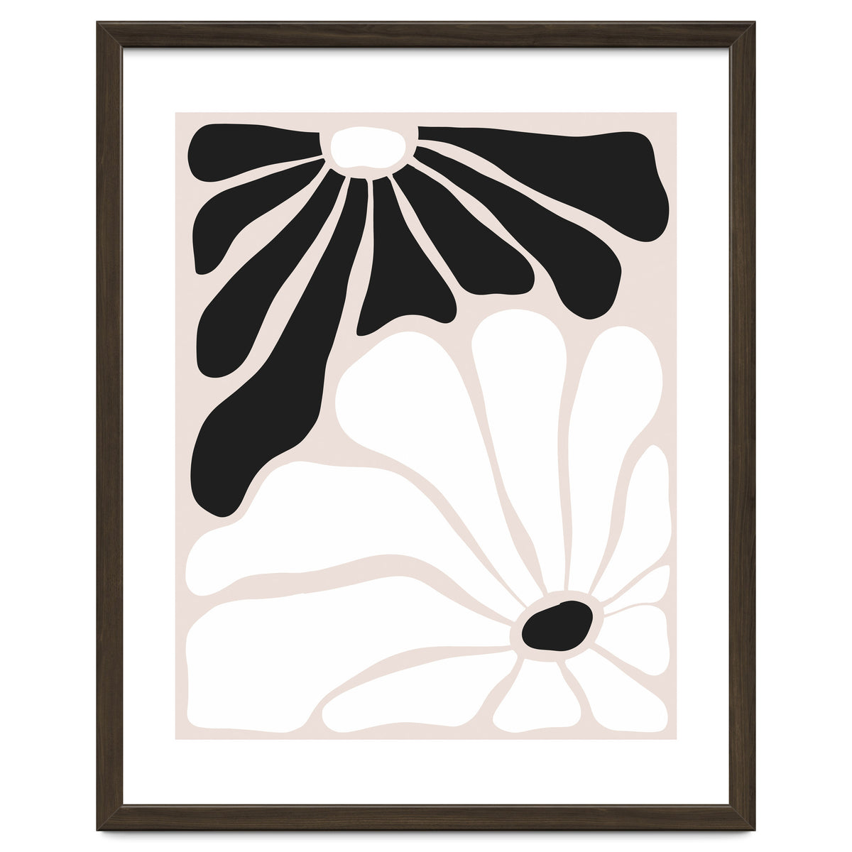 Floral Yin Yang, Scandinavian Nature Flowers Botanical Concept, Plants Blossom Positivity Neutral Minimalism