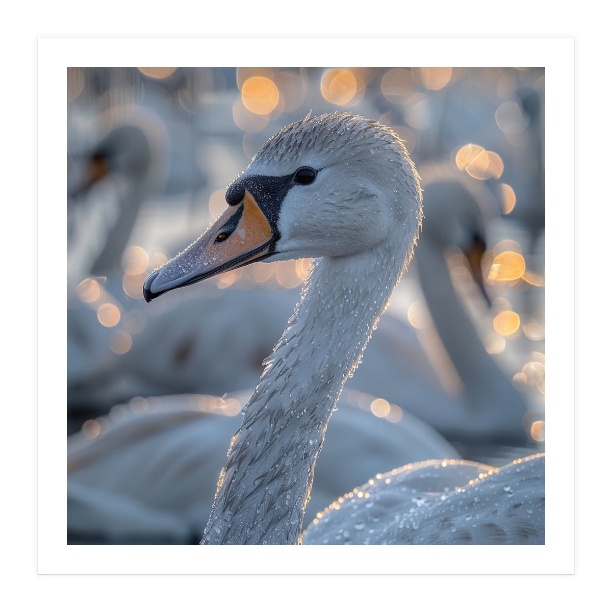 Majestic Swan Close Up With Water Droplets (Print Only)