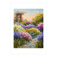 Serene Summer Garden Path Oil Painting (Print Only)