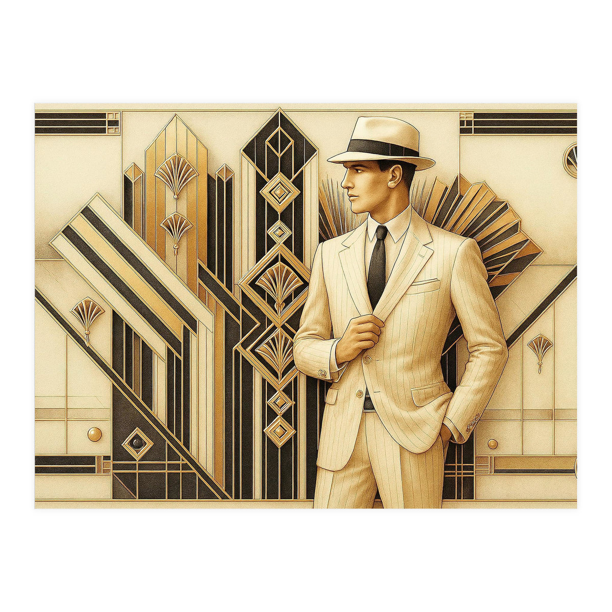 Gatsby Gentleman Art Deco Scene (Print Only)