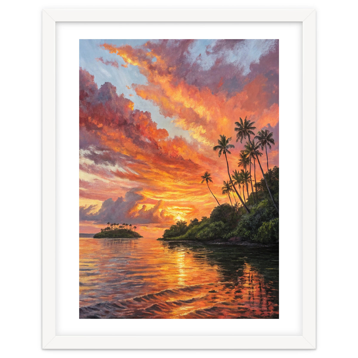 Impressionist Tropical Sunset Over Paradise Island