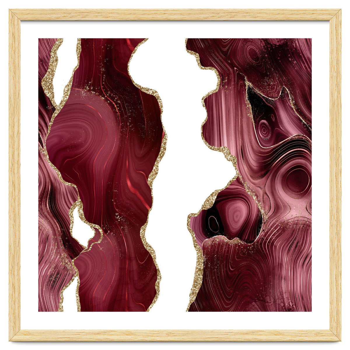 Burgundy & Gold Glitter Agate Texture 05