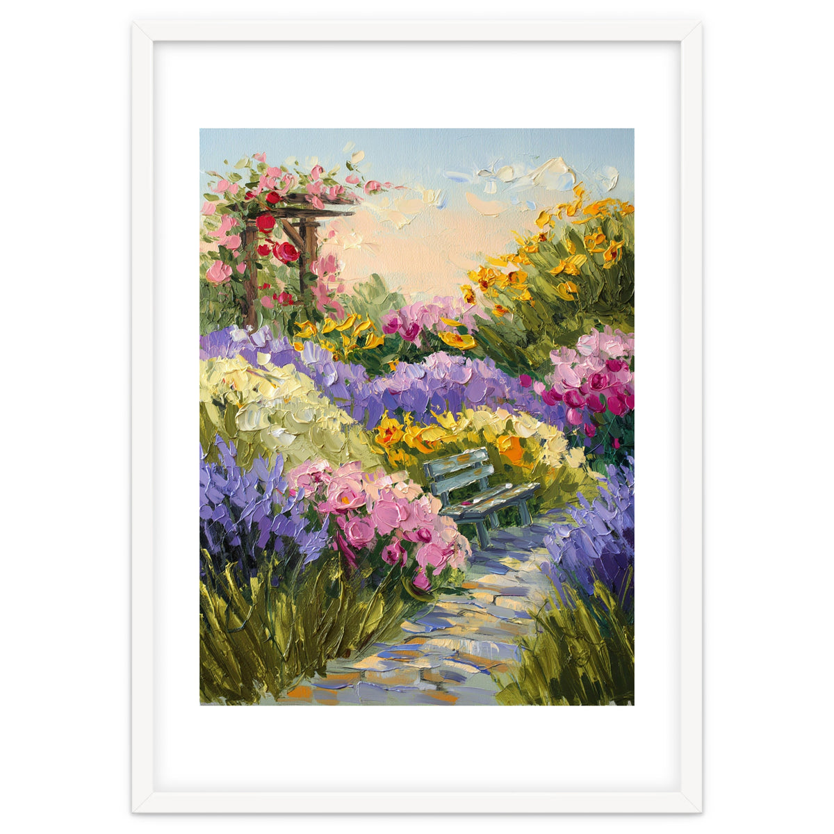 Serene Summer Garden Path Oil Painting