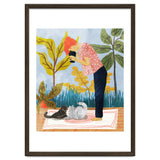 Saturday Afternoon | Cat Mom Pets Photography | Animals Kitten Picnic Watercolor Painting thumbnail