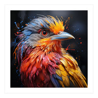 Vibrant Bird With Colorful Splatter Paint  (Print Only)