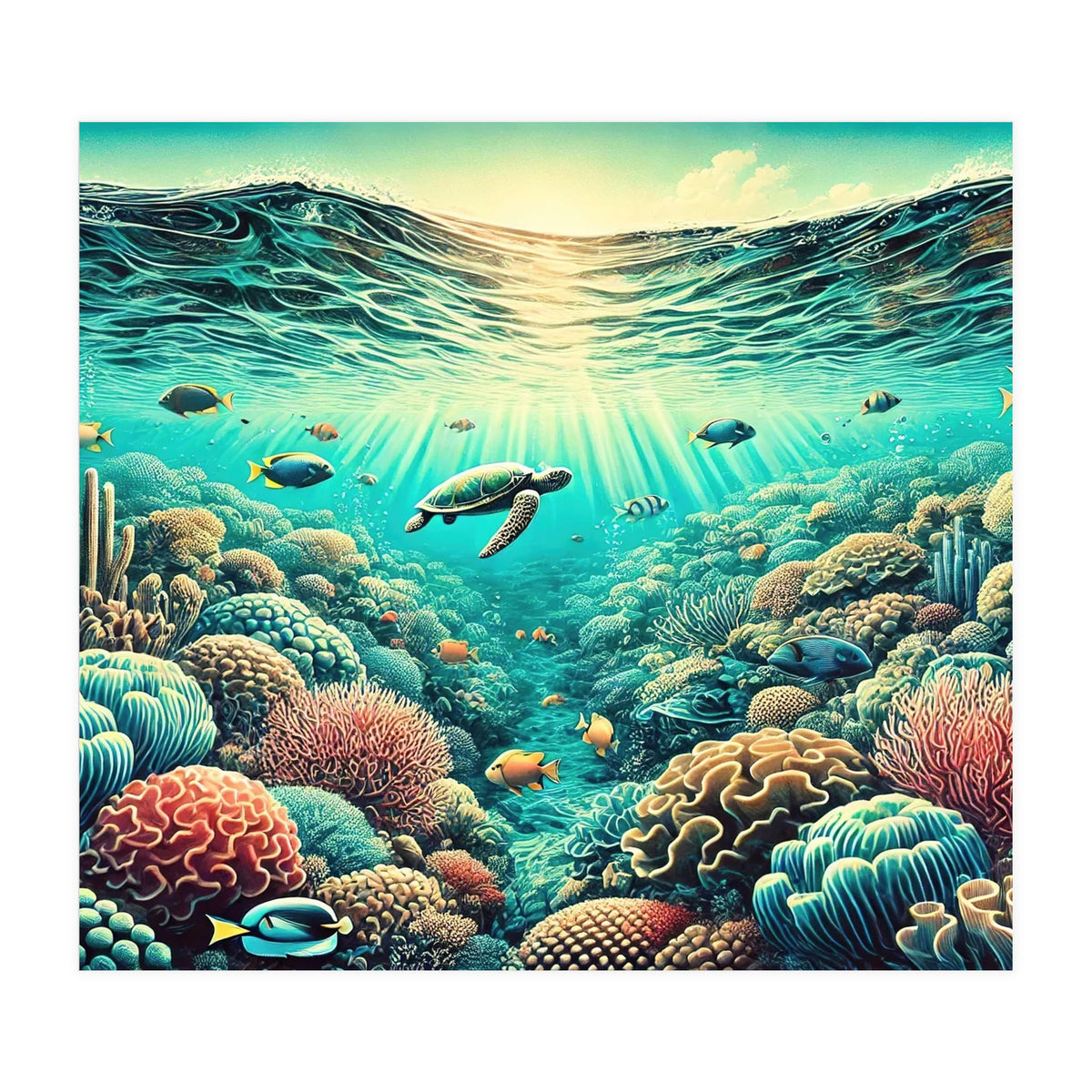Vintage Australia, Great Barrier Reef Poster (Print Only)