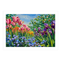 Vibrant Spring Meadow Oil Painting (Print Only)