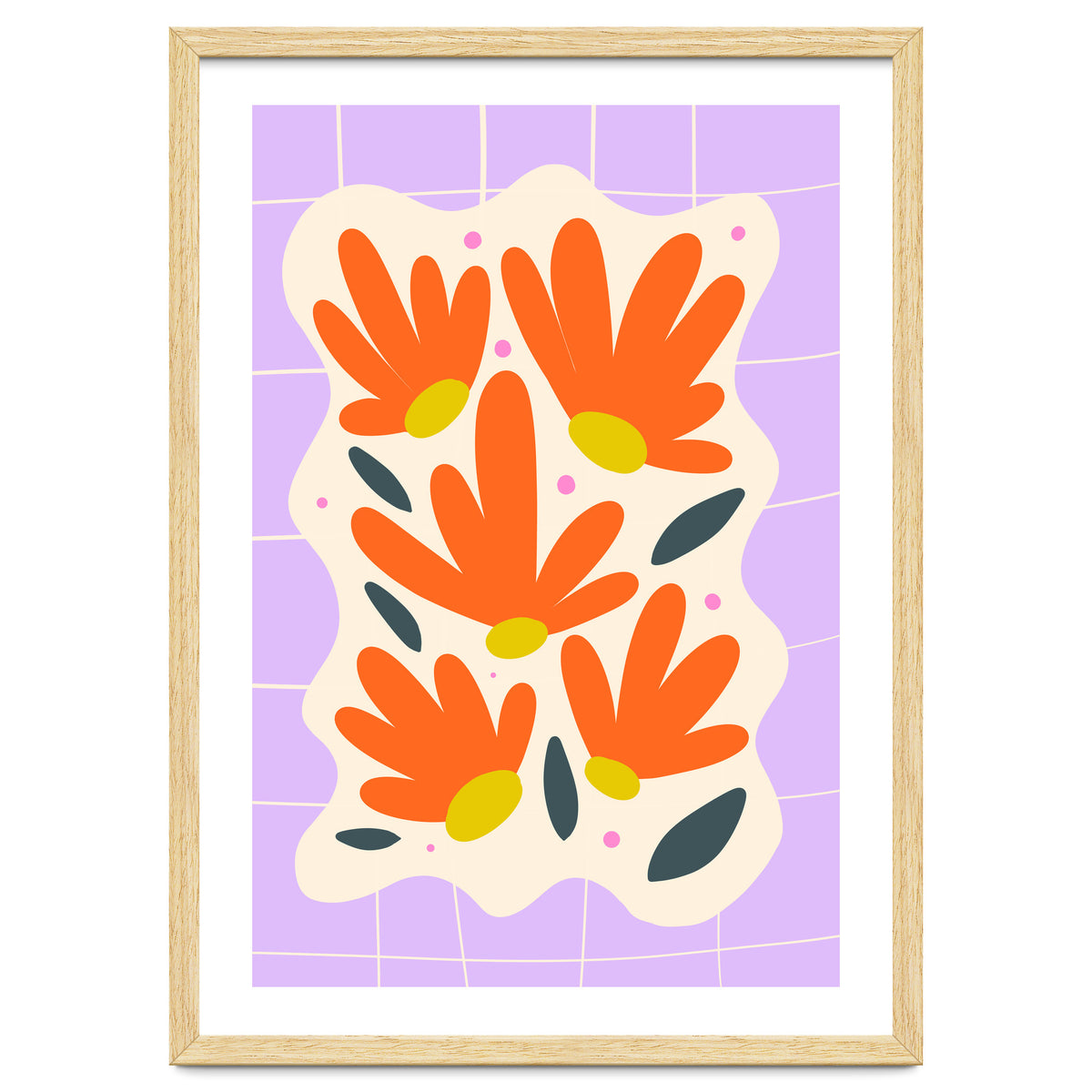 Modern Grid Floral Violet