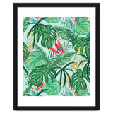 The Tropics | Jungle Botanical Bird of Paradise Illustration | Forest Palm Monstera Banana Leaves thumbnail