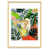 Spring Break, Tropical Bohemian Travel Line Art, Woman Fashion Palm Forest Jungle Watercolor Nature thumbnail