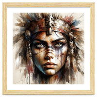 Regal Warrior Woman Watercolor Portrait