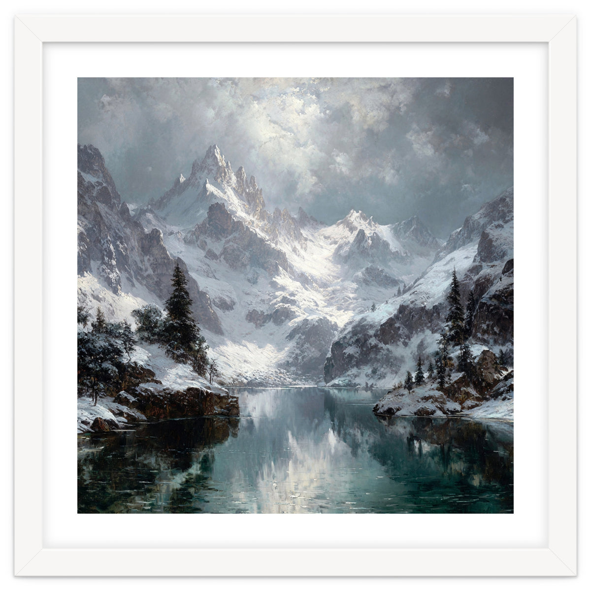 Majestic Snow-Capped Alpine Peaks Reflecting