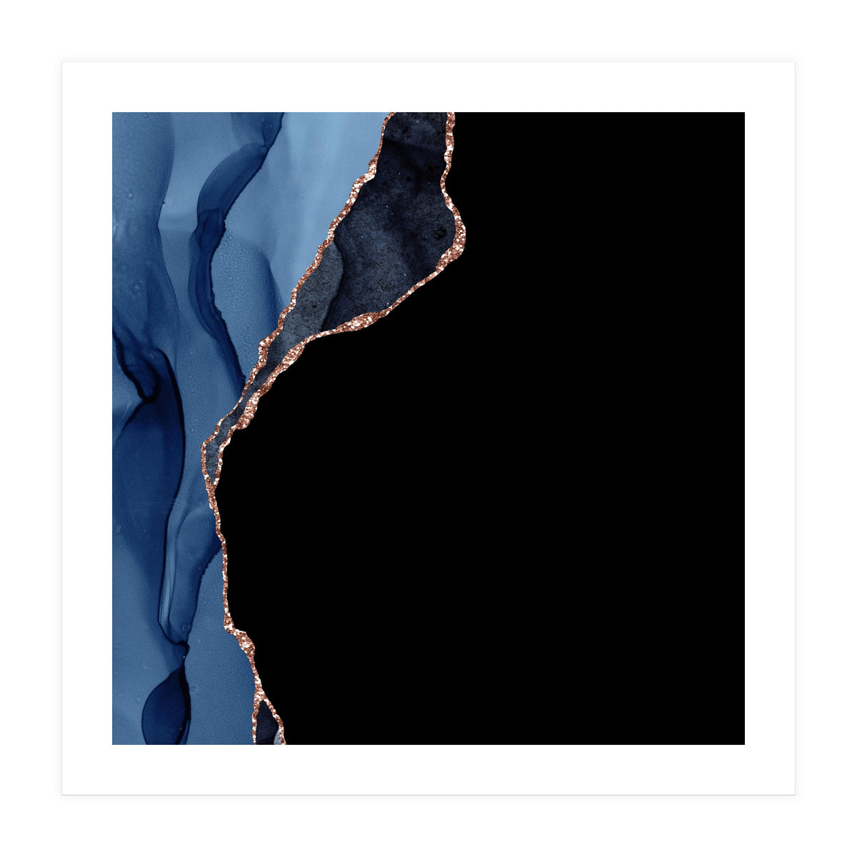 Navy & Rose Gold Agate Texture 09 (Print Only)