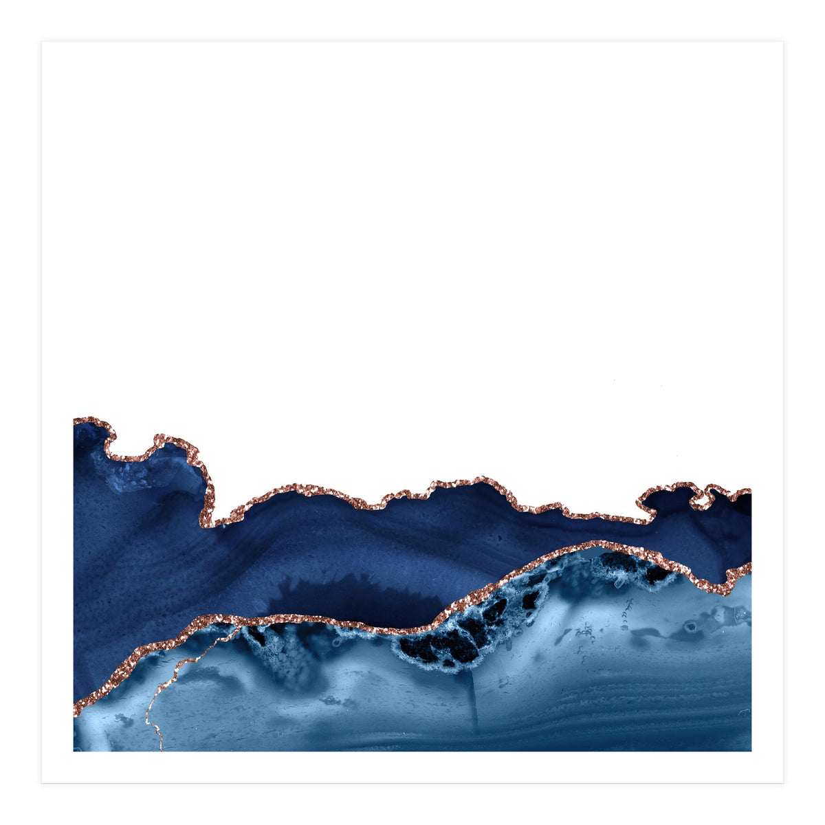 Navy & Rose Gold Agate Texture 26 (Print Only)