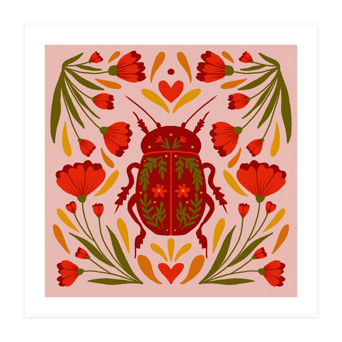 Beetle And Flowers (Print Only)