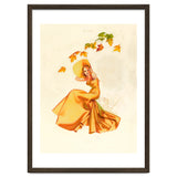 Woman Posing In Yellow Dress And Autumn Leafs thumbnail