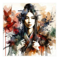 Phoenix Spirit Asian Warrior Portrait (Print Only)
