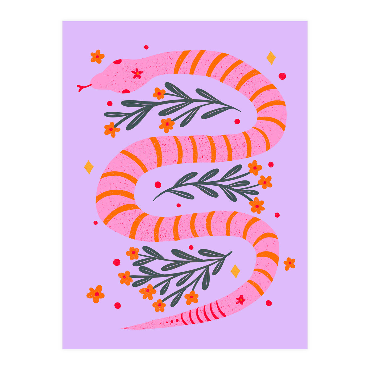 Modern snake - pink and orange (Print Only)