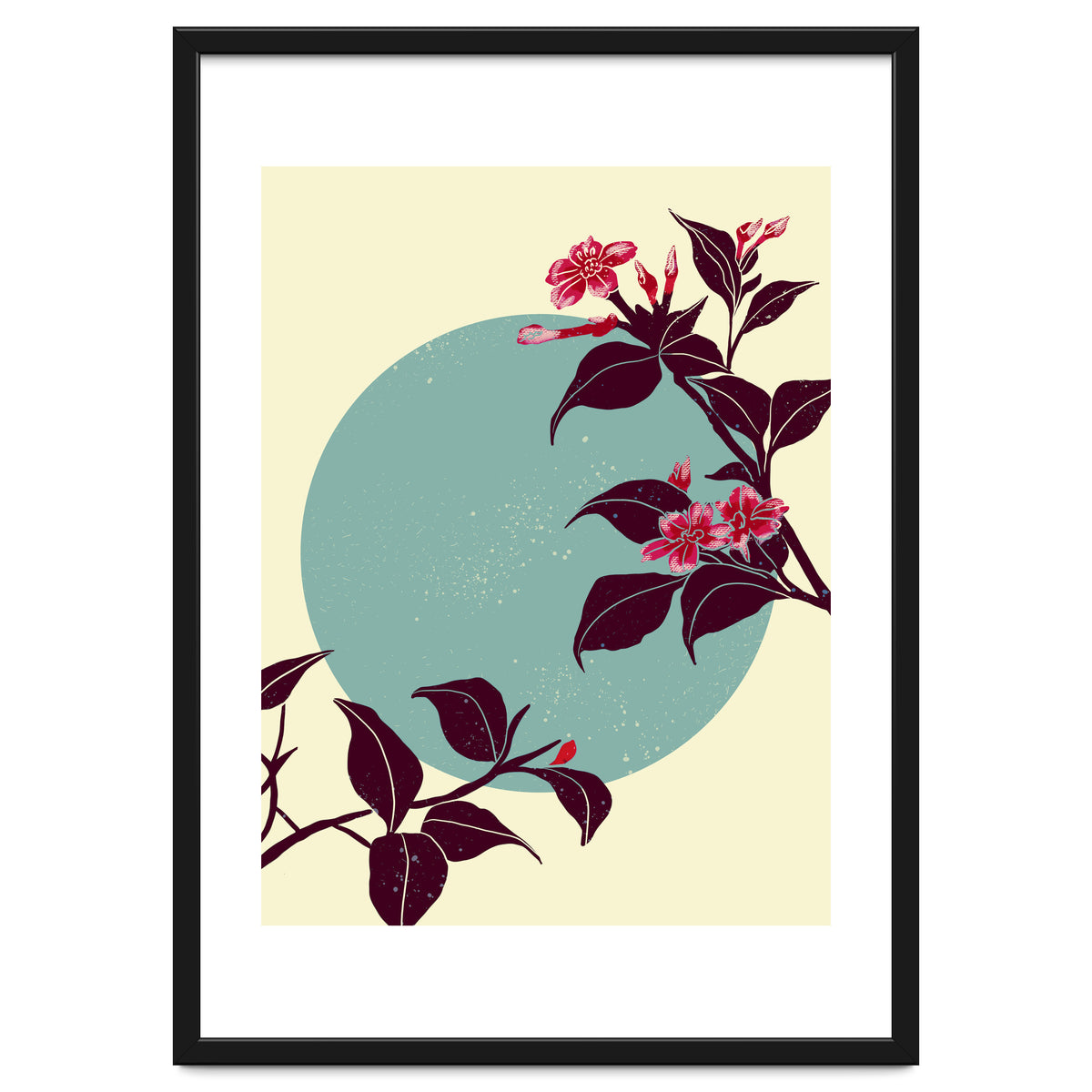 Pink flowers on a blue moon