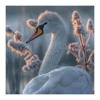 Swan Portrait Dew Drops Morning Light (Print Only)