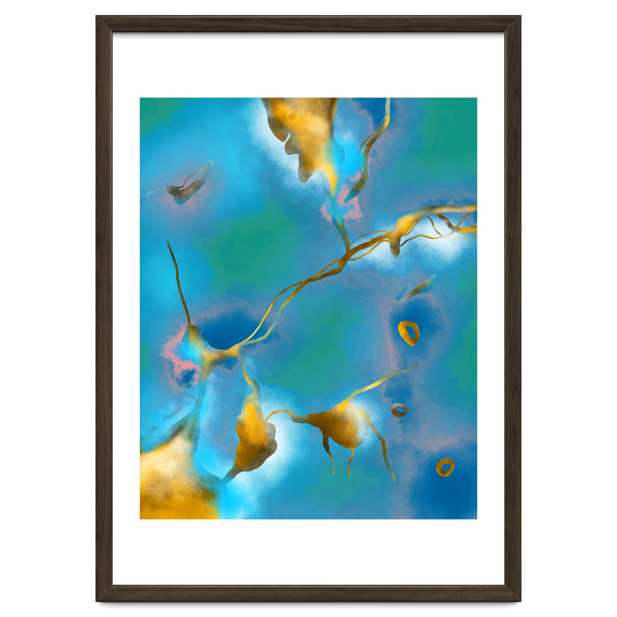 In My Veins, Abstract Marble Gold Texture, Eclectic Painting Resin Bohemian, Contemporary Luxe Chic Luxury