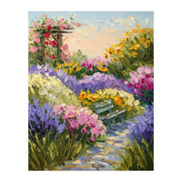 Serene Summer Garden Path Oil Painting (Print Only)