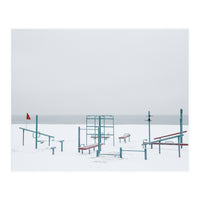 Playground in the winter snow beach (Print Only)