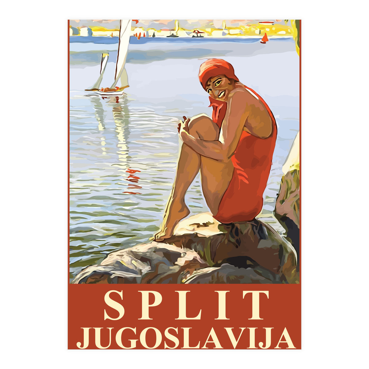 Split, Swimmer on a Rocky Coast (Print Only)
