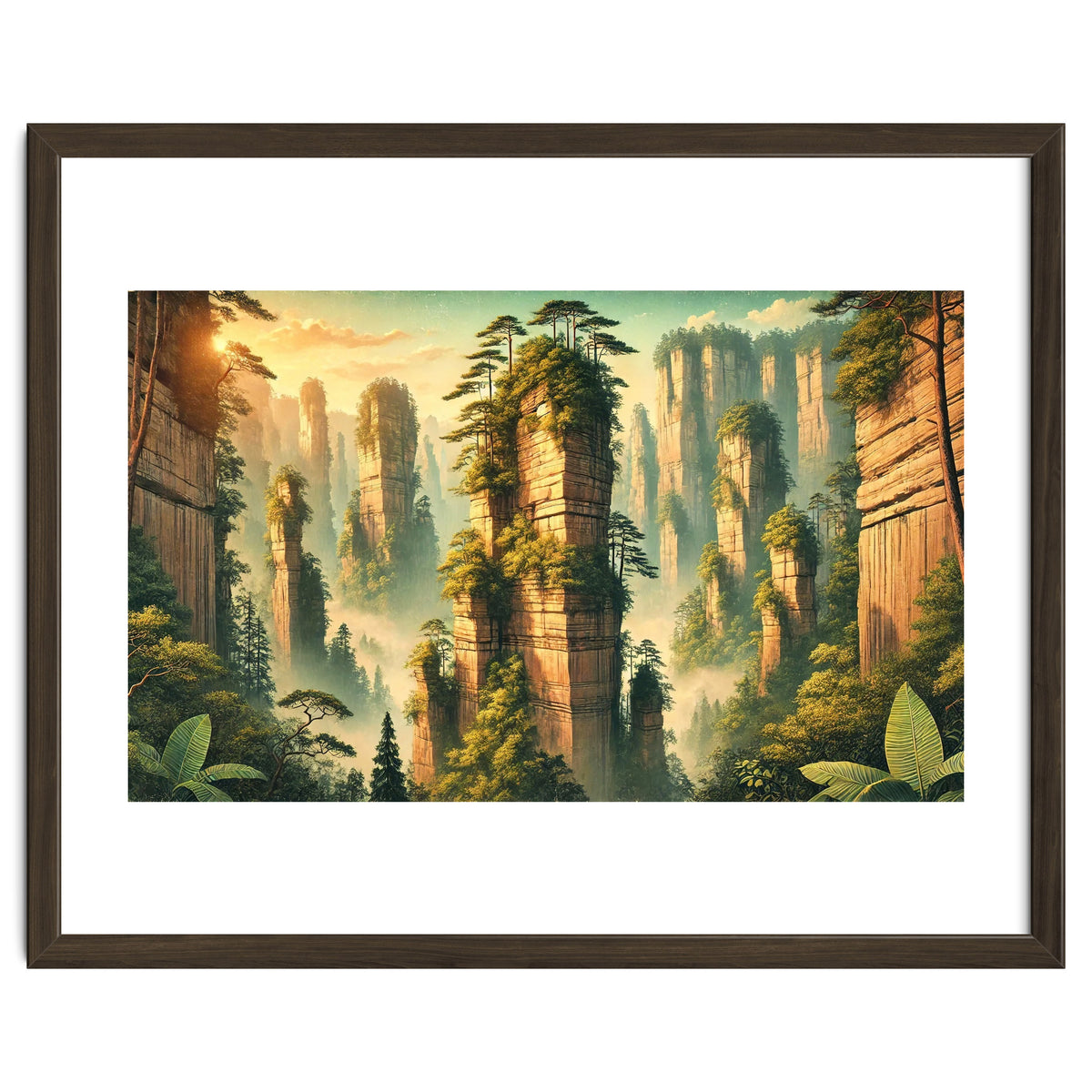 Vintage China, Zhangjiajie Stone Pillars Poster