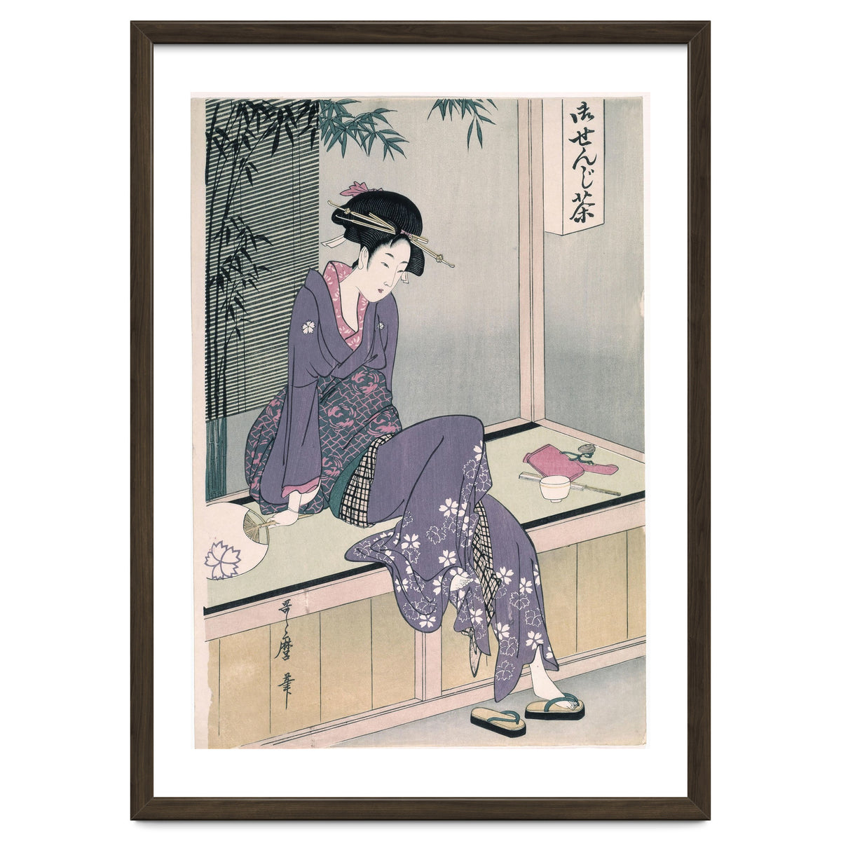 Kitagawa Utamaro (Copy) / 'Mujer sentada en una veranda', ca.  1798; 20th century, Japanese School.