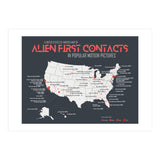 USA Map of Alien First Contacts in Movies (Print Only) thumbnail