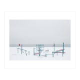 Playground in the winter snow beach (Print Only) thumbnail