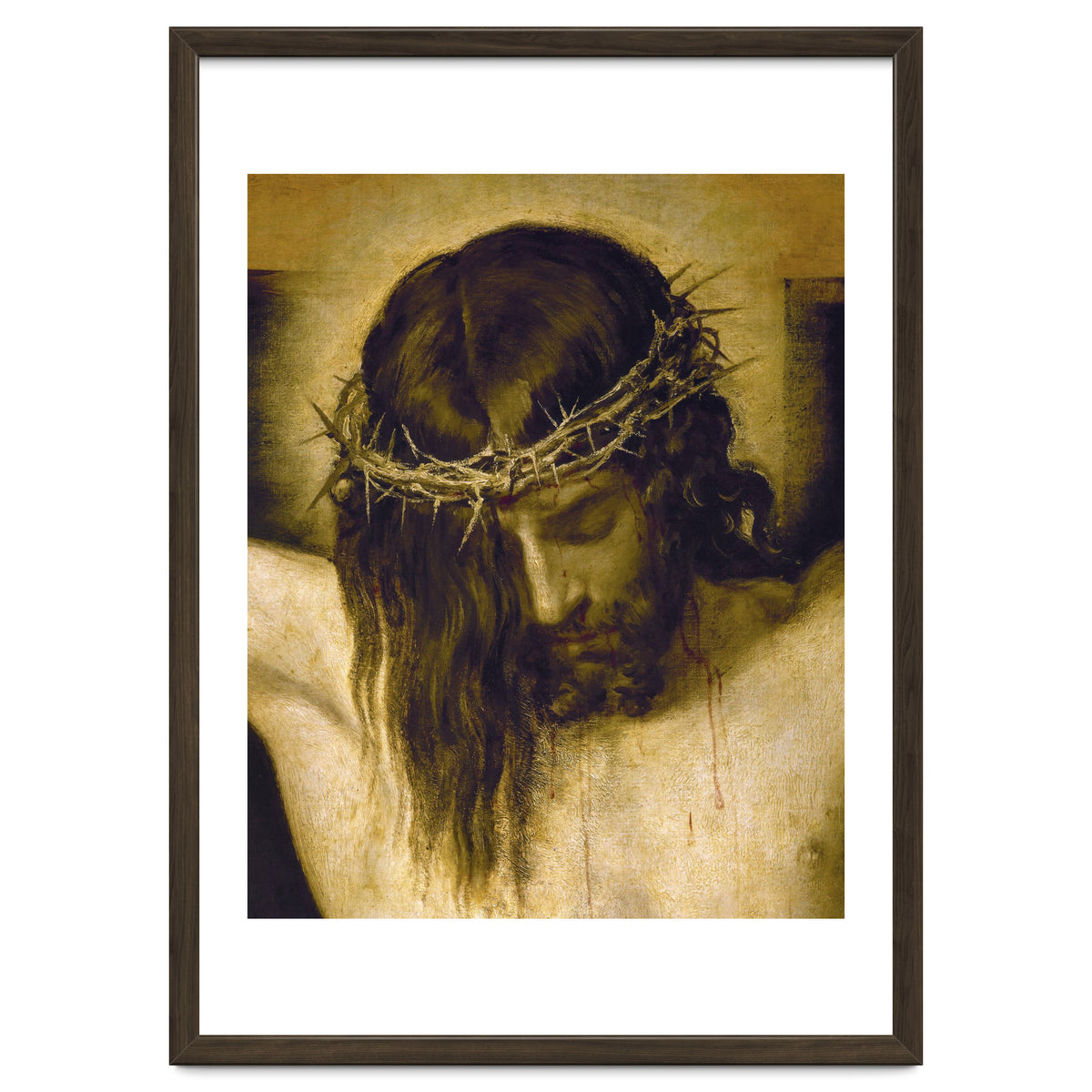 Crucified Christ (detail of the head). Cristo crucificado. Madrid, Prado museum.