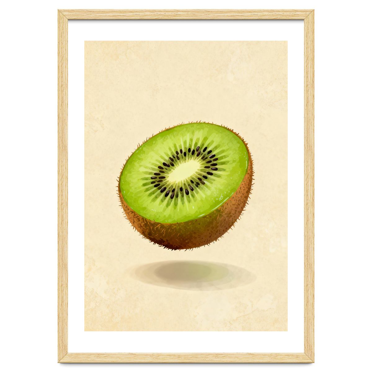 Kiwi Slice, Watercolor Fruit, Fresh Green Art