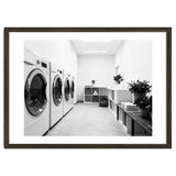 Minimalist Black and White Laundry Room Art, Washing Machine Photography thumbnail