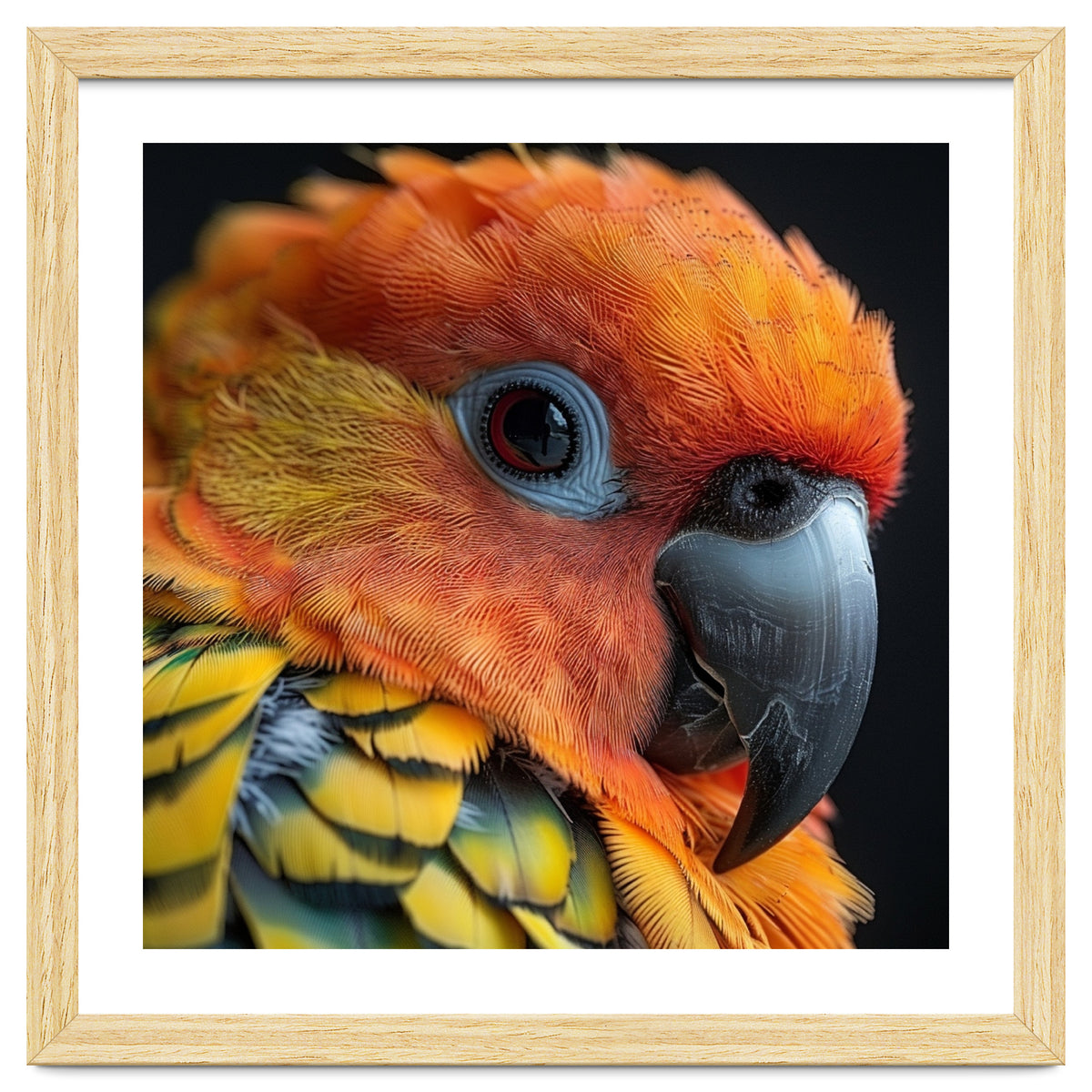 Close Up Of A Sun Conure Parrot's Head
