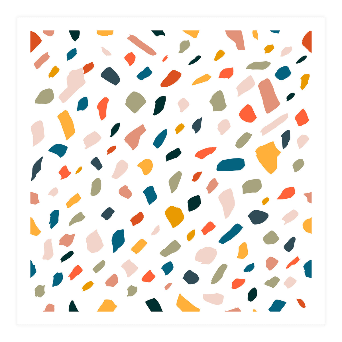 TerrazzoTerrazzo, Abstract Quirky Shapes Bohemian Modern Pattern Confetti Celebration Random Colorful Shapes (Print Only)