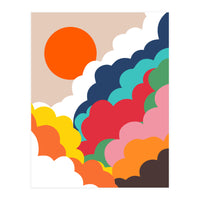 Head In The Clouds, Positivity Nature Sunrise Sunset, Sky Bohemian Comic Retro Eclectic Illustration (Print Only)
