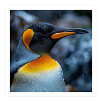 Close Up Of King Penguin In The Rain (Print Only)