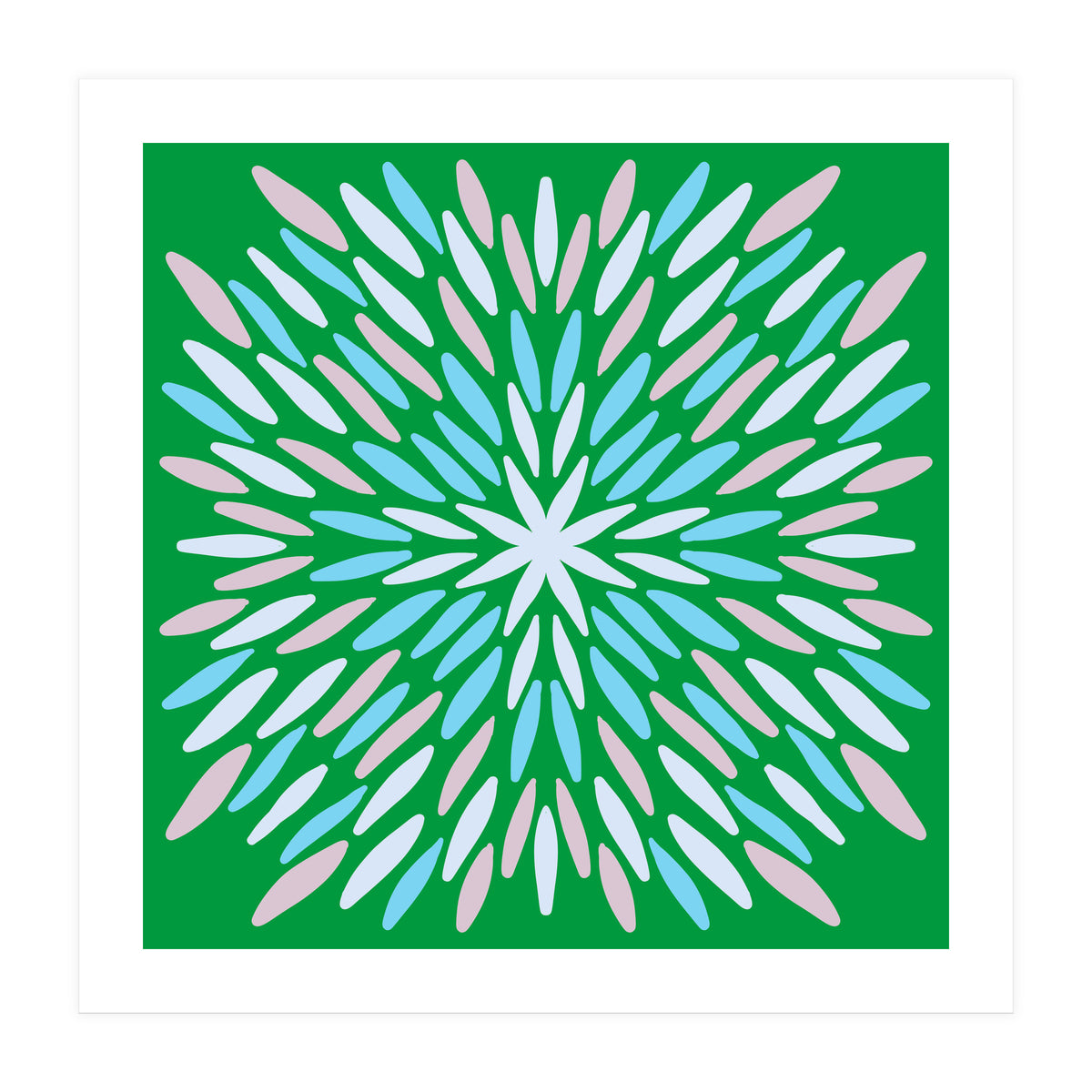 Petal Burst - green, blue, beige (Print Only)