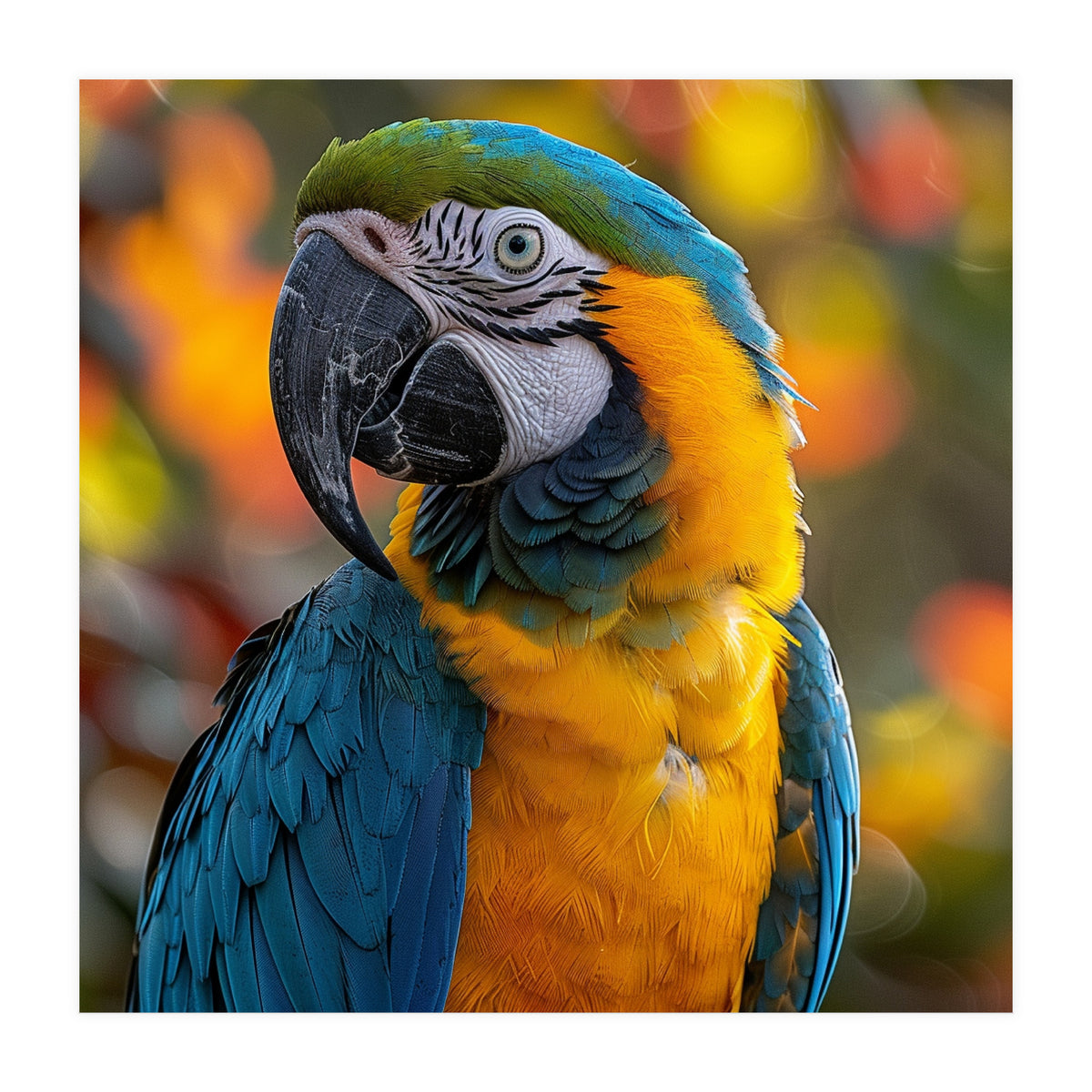 Blue And Gold Macaw Parrot Close Up Portrait (Print Only)