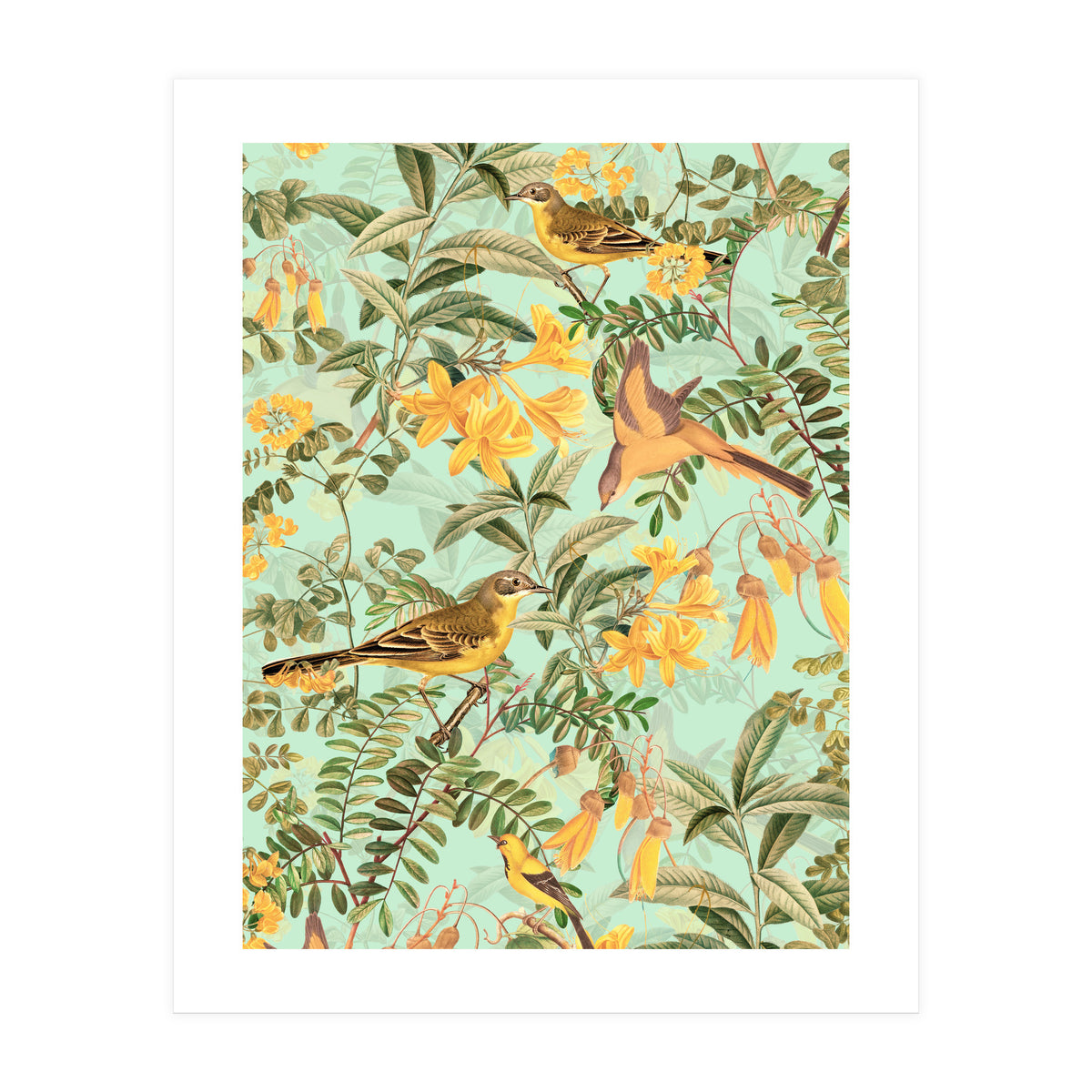 Yellow Birds in Tropical Jungle Paradise (Print Only)