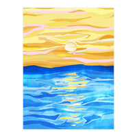 Sunsets & Romance, Ocean Watercolor Painting, Mosaic Eclectic Nature Landscape, Modern Boho Travel (Print Only)