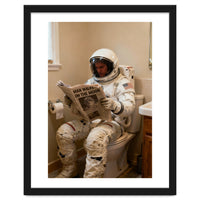 Retro AstronautReading Newspaper, Toilet Humor, Astronaut on Toilet