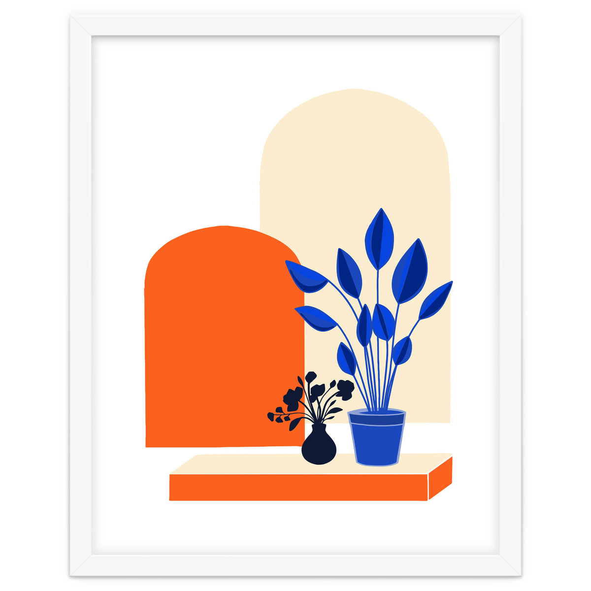 Bohemian Window Seat, Abstract Minimal Architecture, Eclectic Shapes Botanical House Plants