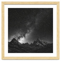 Starlit Mountain Majesty: Detailed Monochrome Milky Way